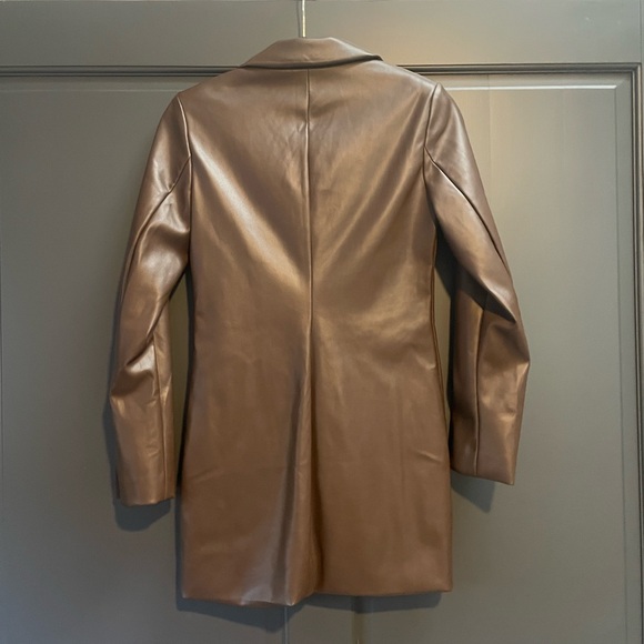 Women's Abercrombie Dark Brown Leather Blazer Coat - Picture 4 of 7